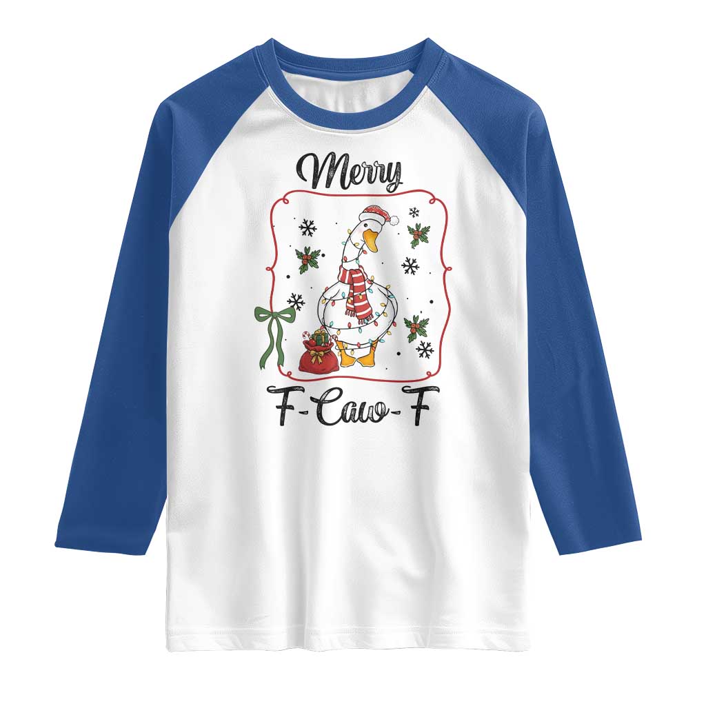 Merry F Caw F Duck Sarcastic Joke Gift Raglan Shirt Funny Christmas Gift - Wonder Print Shop