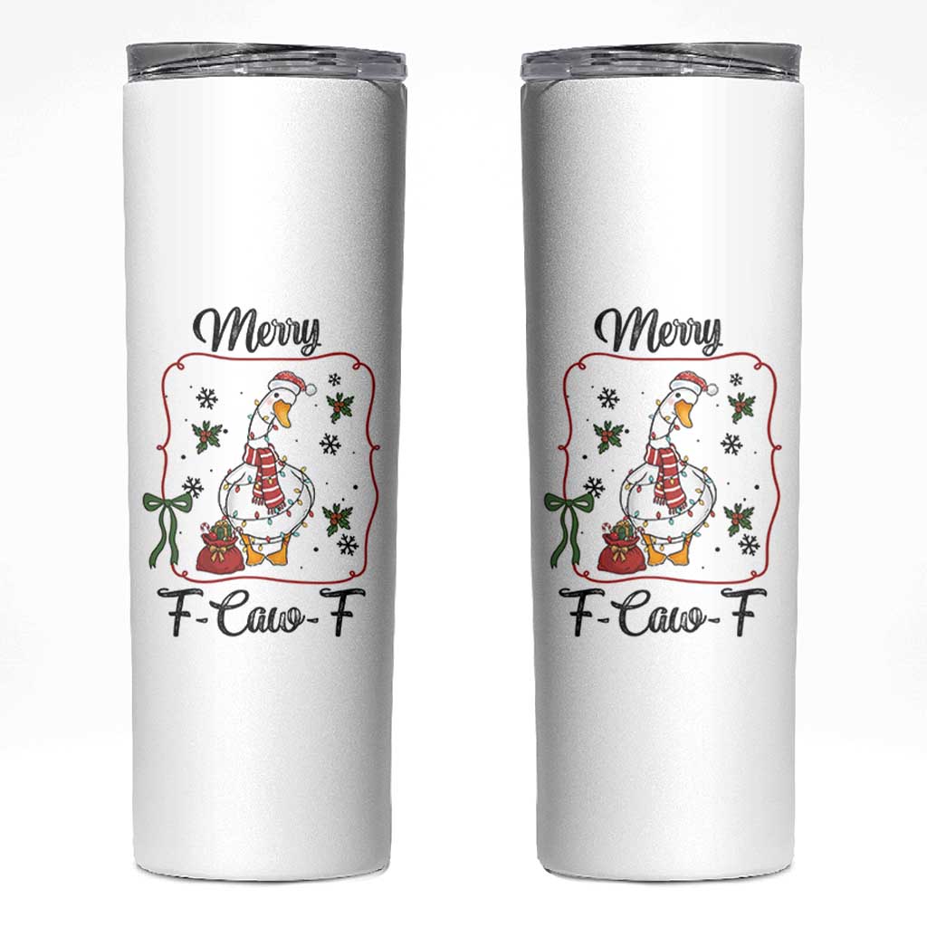 Merry F Caw F Duck Sarcastic Joke Gift Skinny Tumbler Funny Christmas Gift - Wonder Print Shop
