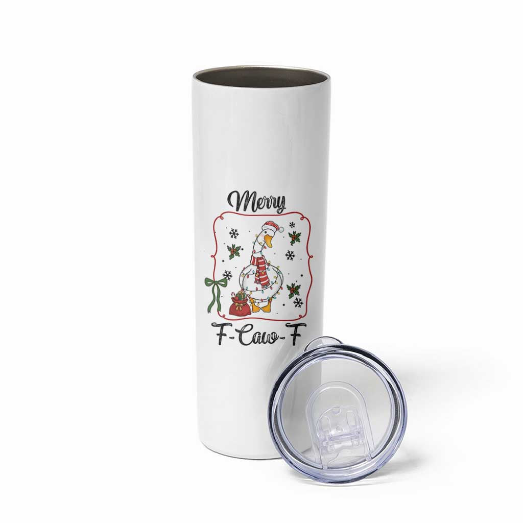 Merry F Caw F Duck Sarcastic Joke Gift Skinny Tumbler Funny Christmas Gift - Wonder Print Shop
