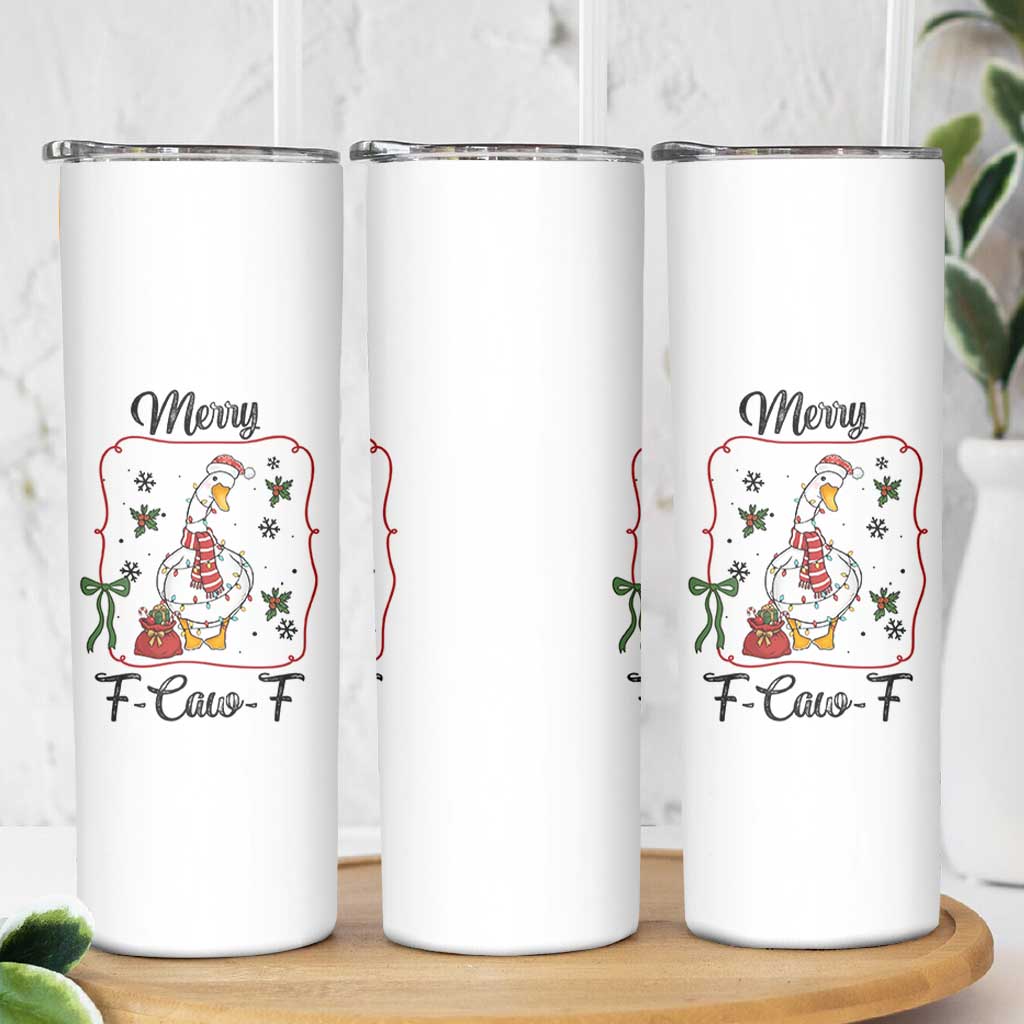Merry F Caw F Duck Sarcastic Joke Gift Skinny Tumbler Funny Christmas Gift - Wonder Print Shop