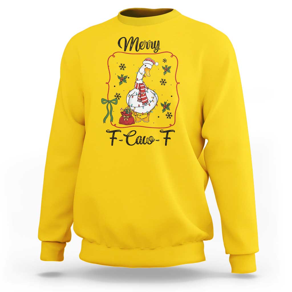 Merry F Caw F Duck Sarcastic Joke Gift Sweatshirt Funny Christmas Gift - Wonder Print Shop