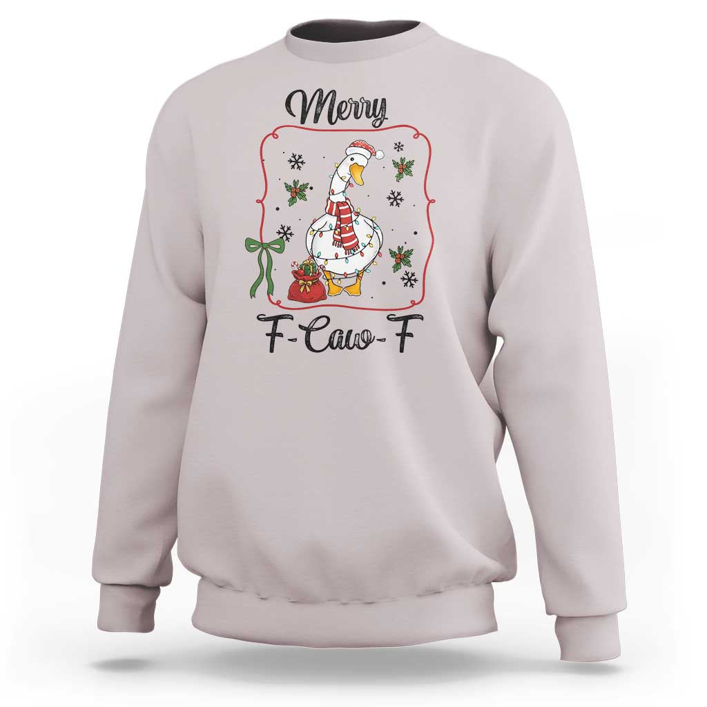 Merry F Caw F Duck Sarcastic Joke Gift Sweatshirt Funny Christmas Gift - Wonder Print Shop
