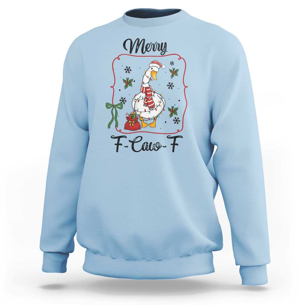 Merry F Caw F Duck Sarcastic Joke Gift Sweatshirt Funny Christmas Gift - Wonder Print Shop