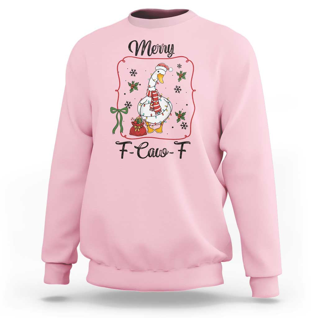 Merry F Caw F Duck Sarcastic Joke Gift Sweatshirt Funny Christmas Gift - Wonder Print Shop
