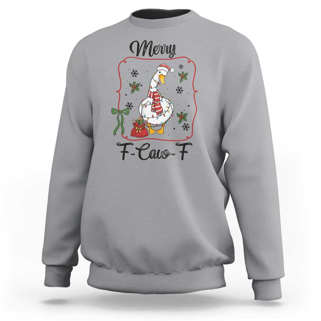 Merry F Caw F Duck Sarcastic Joke Gift Sweatshirt Funny Christmas Gift - Wonder Print Shop