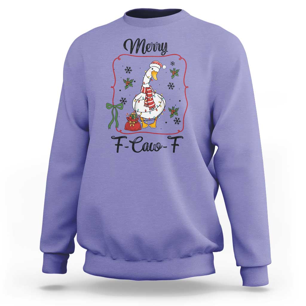 Merry F Caw F Duck Sarcastic Joke Gift Sweatshirt Funny Christmas Gift - Wonder Print Shop