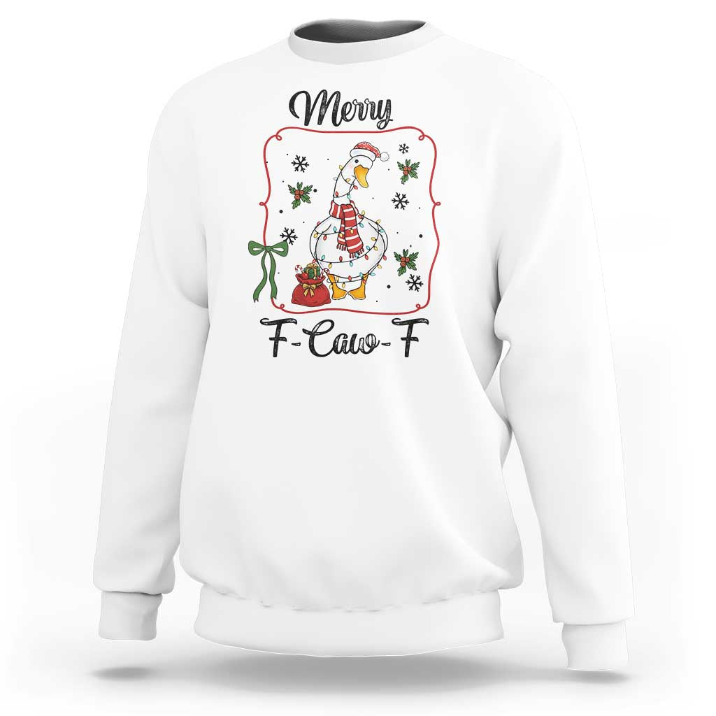 Merry F Caw F Duck Sarcastic Joke Gift Sweatshirt Funny Christmas Gift - Wonder Print Shop