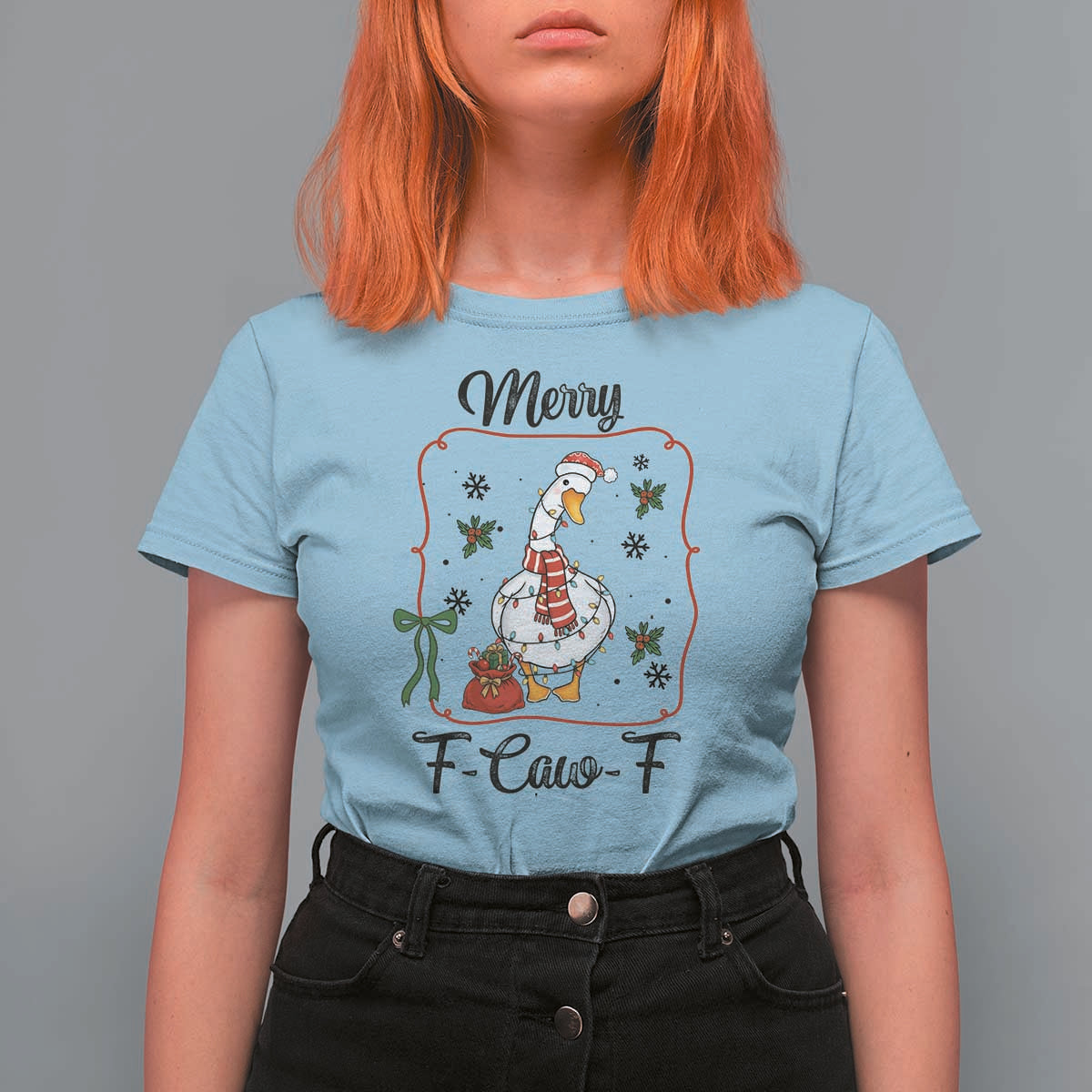 Merry F Caw F Duck Sarcastic Joke Gift T Shirt For Women Funny Christmas Gift - Wonder Print Shop