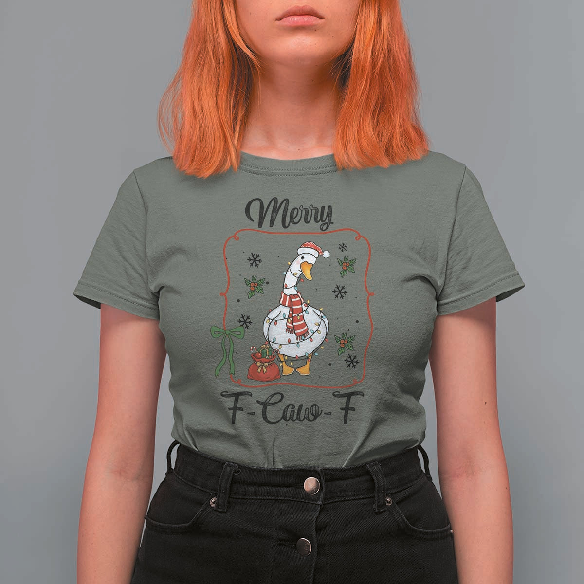 Merry F Caw F Duck Sarcastic Joke Gift T Shirt For Women Funny Christmas Gift - Wonder Print Shop