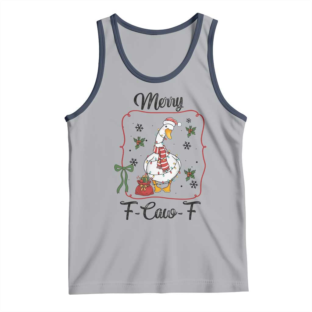 Merry F Caw F Duck Sarcastic Joke Gift Tank Top Funny Christmas Gift - Wonder Print Shop