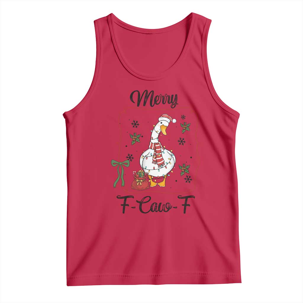 Merry F Caw F Duck Sarcastic Joke Gift Tank Top Funny Christmas Gift - Wonder Print Shop