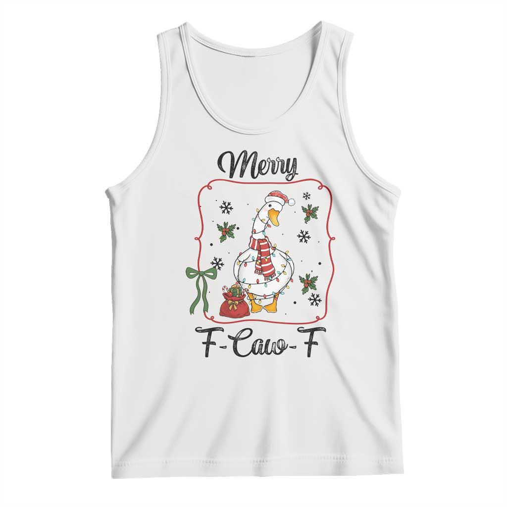 Merry F Caw F Duck Sarcastic Joke Gift Tank Top Funny Christmas Gift - Wonder Print Shop