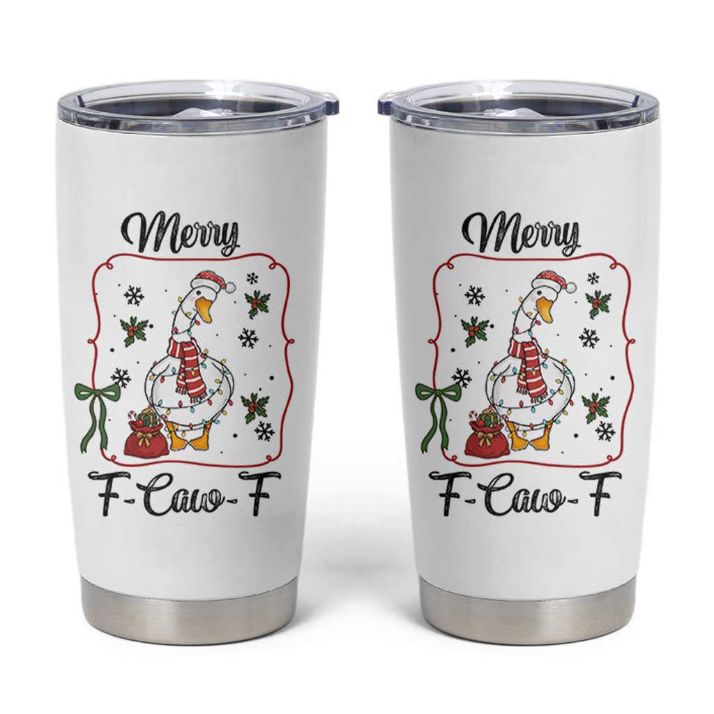Merry F Caw F Duck Sarcastic Joke Gift Tumbler Cup Funny Christmas Gift - Wonder Print Shop