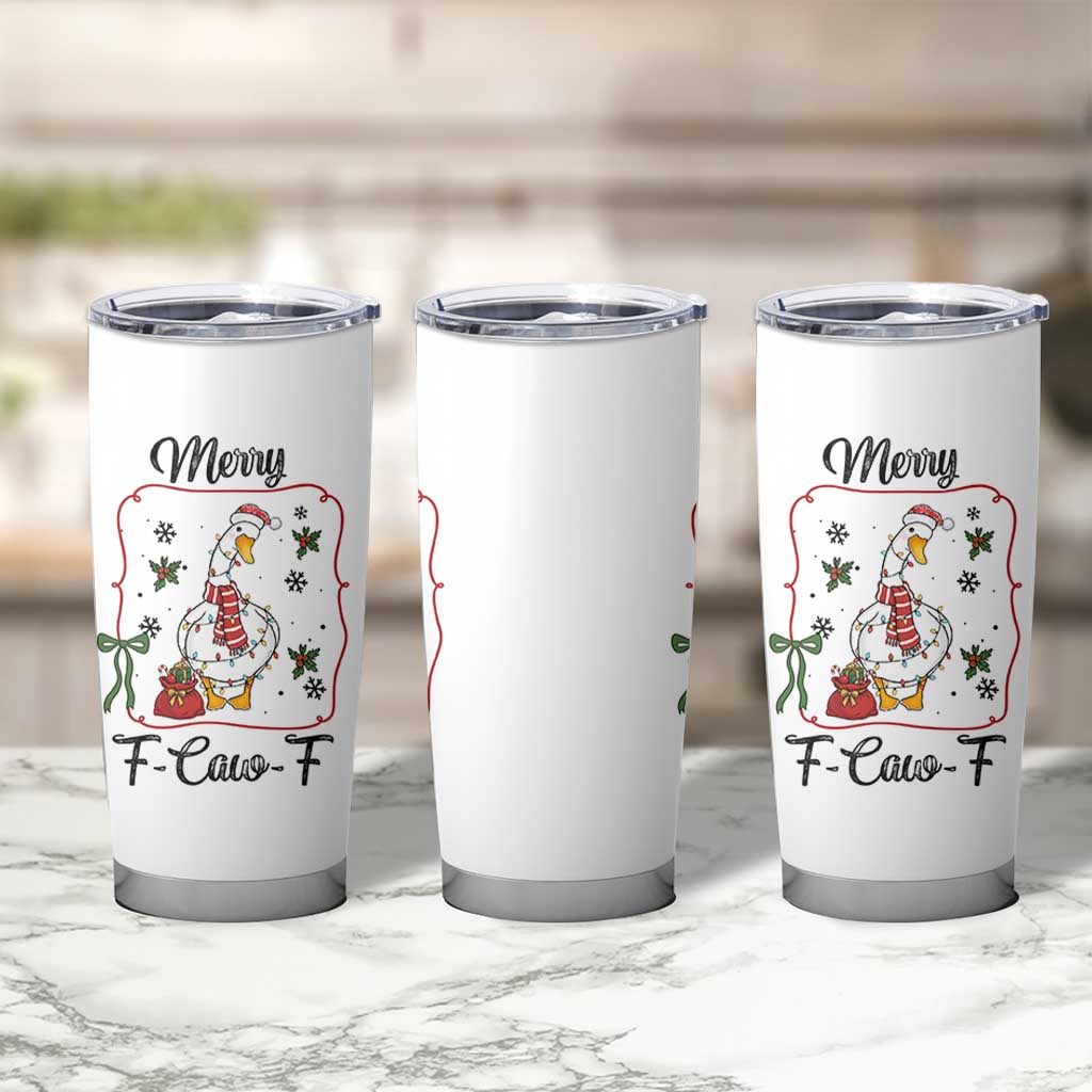 Merry F Caw F Duck Sarcastic Joke Gift Tumbler Cup Funny Christmas Gift - Wonder Print Shop
