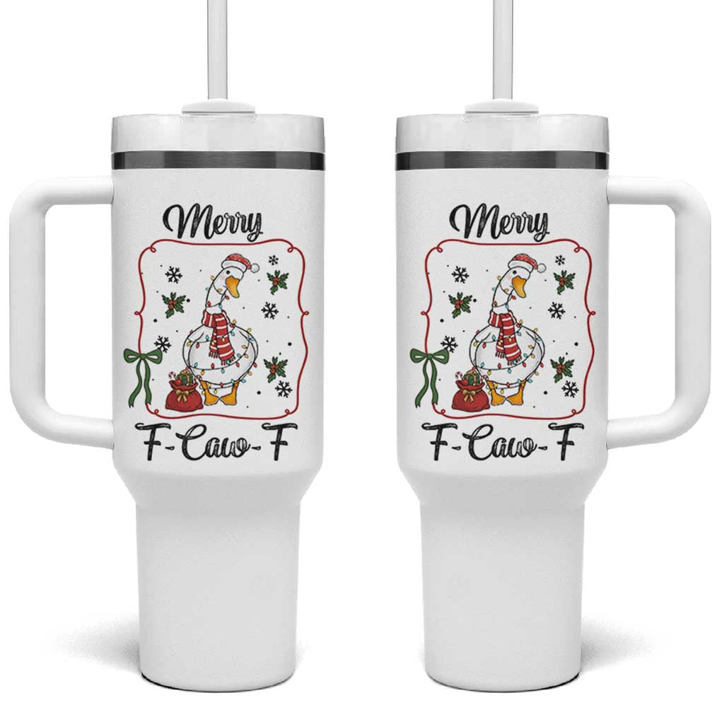 Merry F Caw F Duck Sarcastic Joke Gift Tumbler With Handle Funny Christmas Gift - Wonder Print Shop