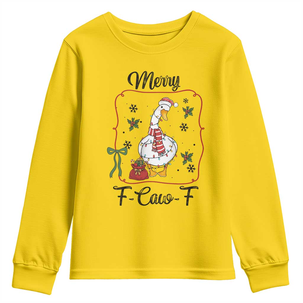 Merry F Caw F Duck Sarcastic Joke Gift Youth Sweatshirt Funny Christmas Gift - Wonder Print Shop