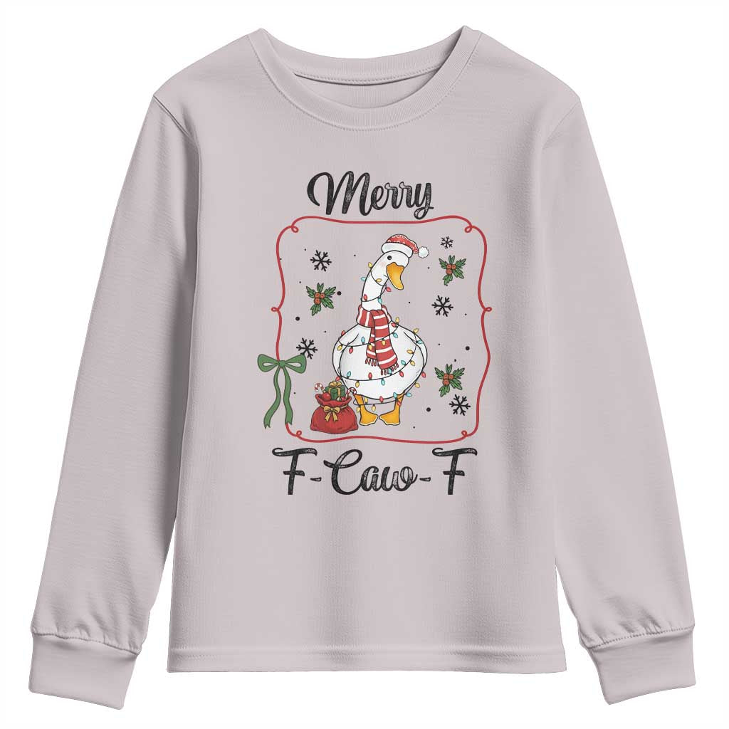 Merry F Caw F Duck Sarcastic Joke Gift Youth Sweatshirt Funny Christmas Gift - Wonder Print Shop