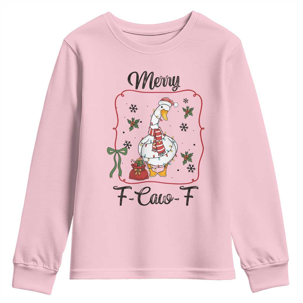 Merry F Caw F Duck Sarcastic Joke Gift Youth Sweatshirt Funny Christmas Gift - Wonder Print Shop