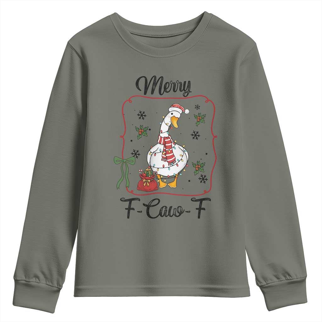 Merry F Caw F Duck Sarcastic Joke Gift Youth Sweatshirt Funny Christmas Gift - Wonder Print Shop
