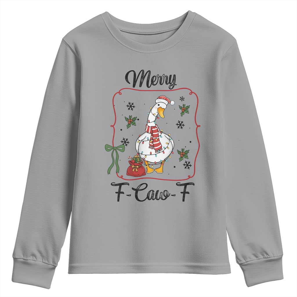 Merry F Caw F Duck Sarcastic Joke Gift Youth Sweatshirt Funny Christmas Gift - Wonder Print Shop