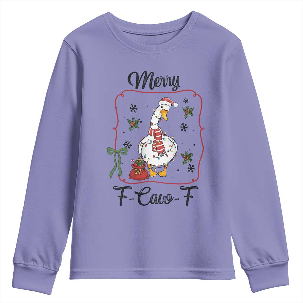 Merry F Caw F Duck Sarcastic Joke Gift Youth Sweatshirt Funny Christmas Gift - Wonder Print Shop
