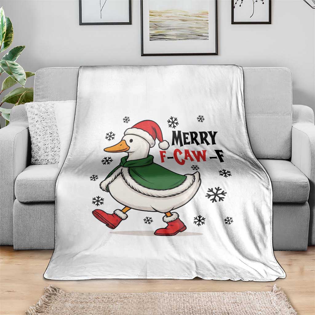 Merry F Caw F Duck Lover Throw Blanket Funny Christmas Gift - Wonder Print Shop
