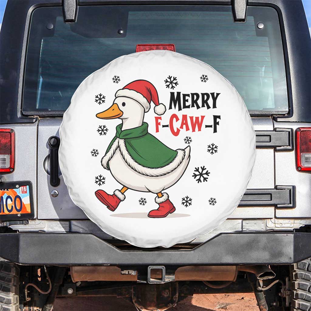 Merry F Caw F Duck Lover Spare Tire Cover Funny Christmas Gift - Wonder Print Shop