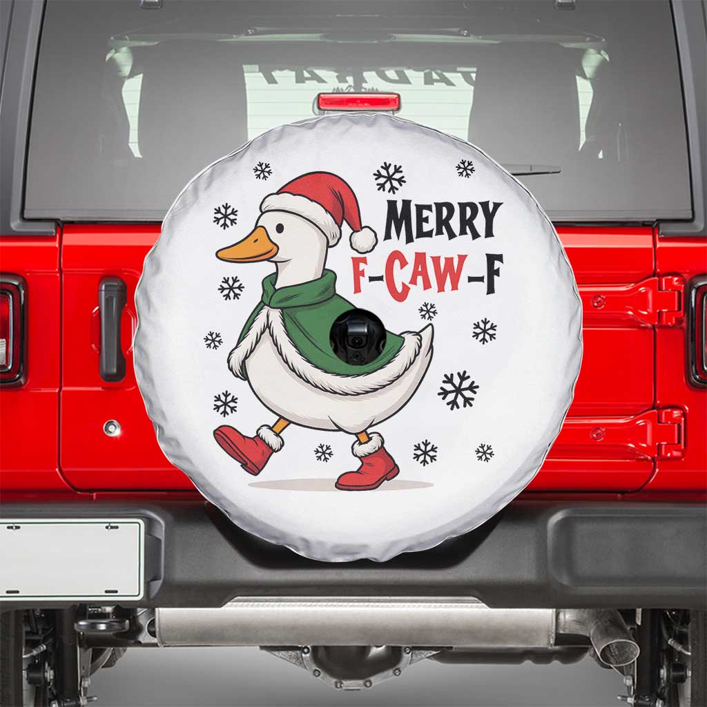 Merry F Caw F Duck Lover Spare Tire Cover Funny Christmas Gift - Wonder Print Shop