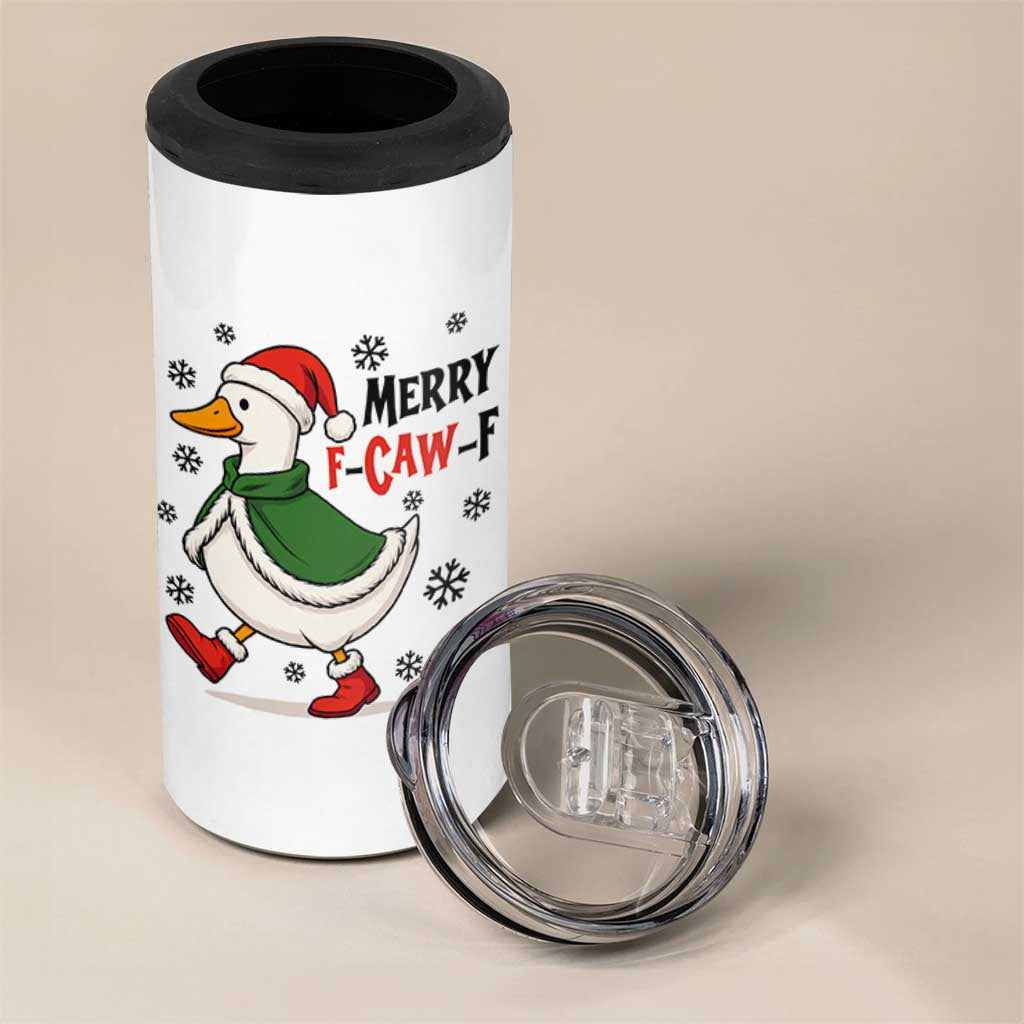 Merry F Caw F Duck Lover 4 in 1 Can Cooler Tumbler Funny Christmas Gift - Wonder Print Shop