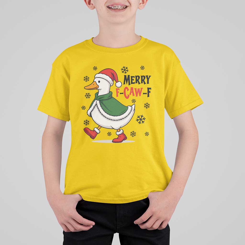 Merry F Caw F Duck Lover T Shirt For Kid Funny Christmas Gift - Wonder Print Shop