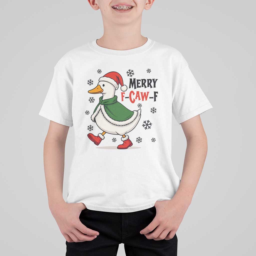 Merry F Caw F Duck Lover T Shirt For Kid Funny Christmas Gift - Wonder Print Shop