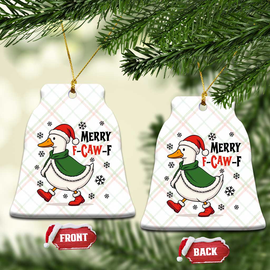 Merry F Caw F Duck Lover Ceramic Ornament Funny Xmas Gift - Wonder Print Shop