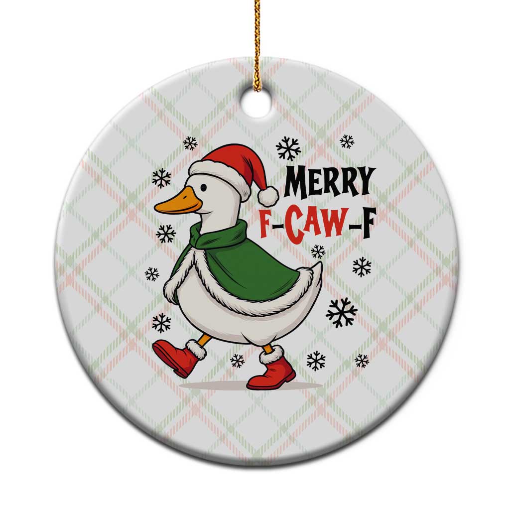 Merry F Caw F Duck Lover Ceramic Ornament Funny Xmas Gift - Wonder Print Shop