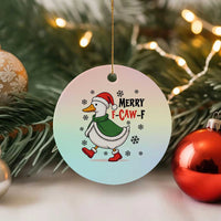 Merry F Caw F Duck Lover Ceramic Ornament Funny Xmas Gift - Wonder Print Shop