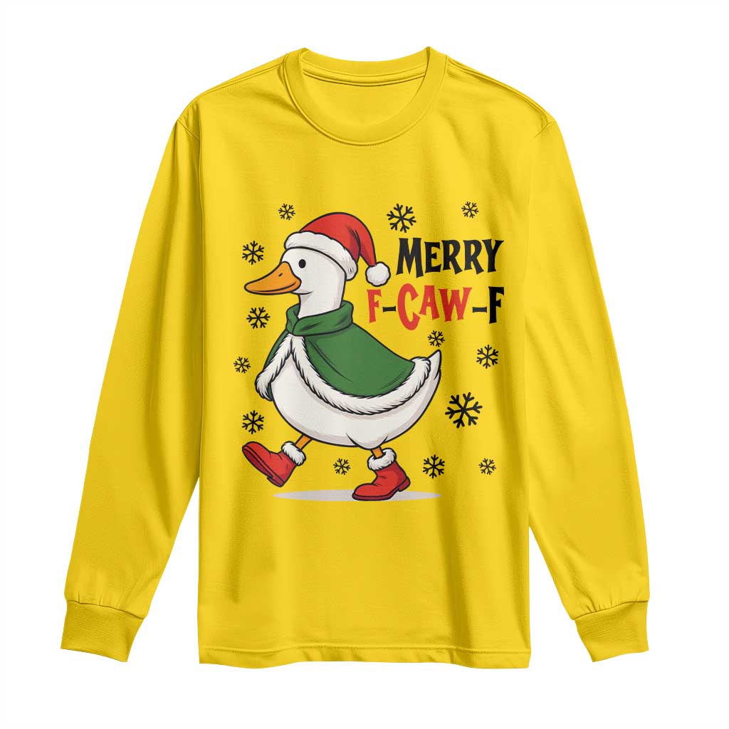 Merry F Caw F Duck Lover Long Sleeve Shirt Funny Christmas Gift - Wonder Print Shop