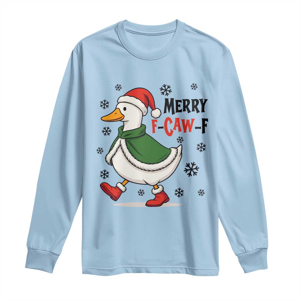 Merry F Caw F Duck Lover Long Sleeve Shirt Funny Christmas Gift - Wonder Print Shop