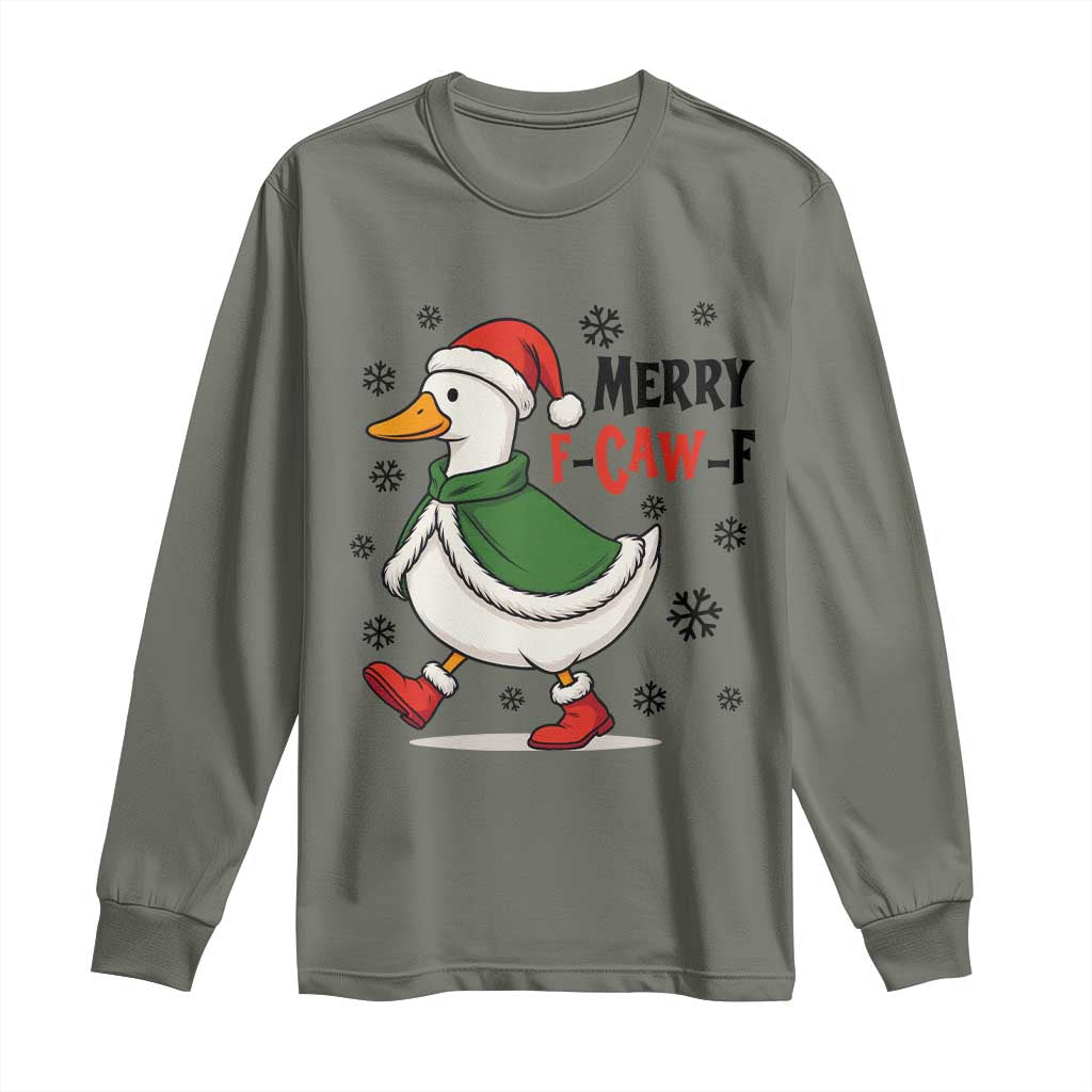 Merry F Caw F Duck Lover Long Sleeve Shirt Funny Christmas Gift - Wonder Print Shop
