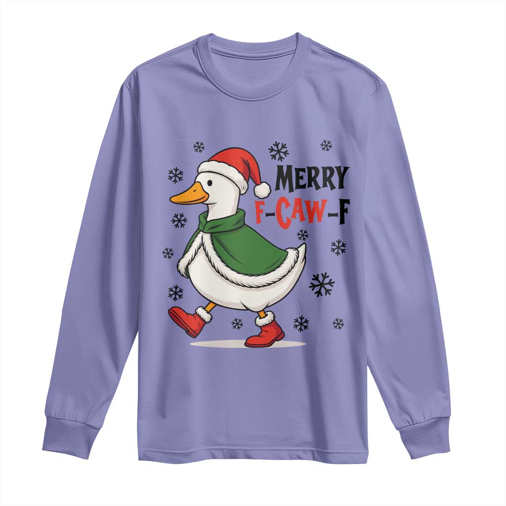 Merry F Caw F Duck Lover Long Sleeve Shirt Funny Christmas Gift - Wonder Print Shop