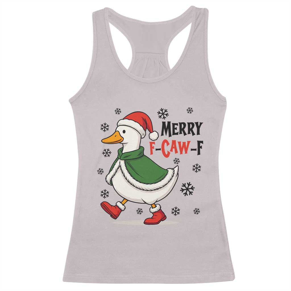 Merry F Caw F Duck Lover Racerback Tank Top Funny Christmas Gift - Wonder Print Shop