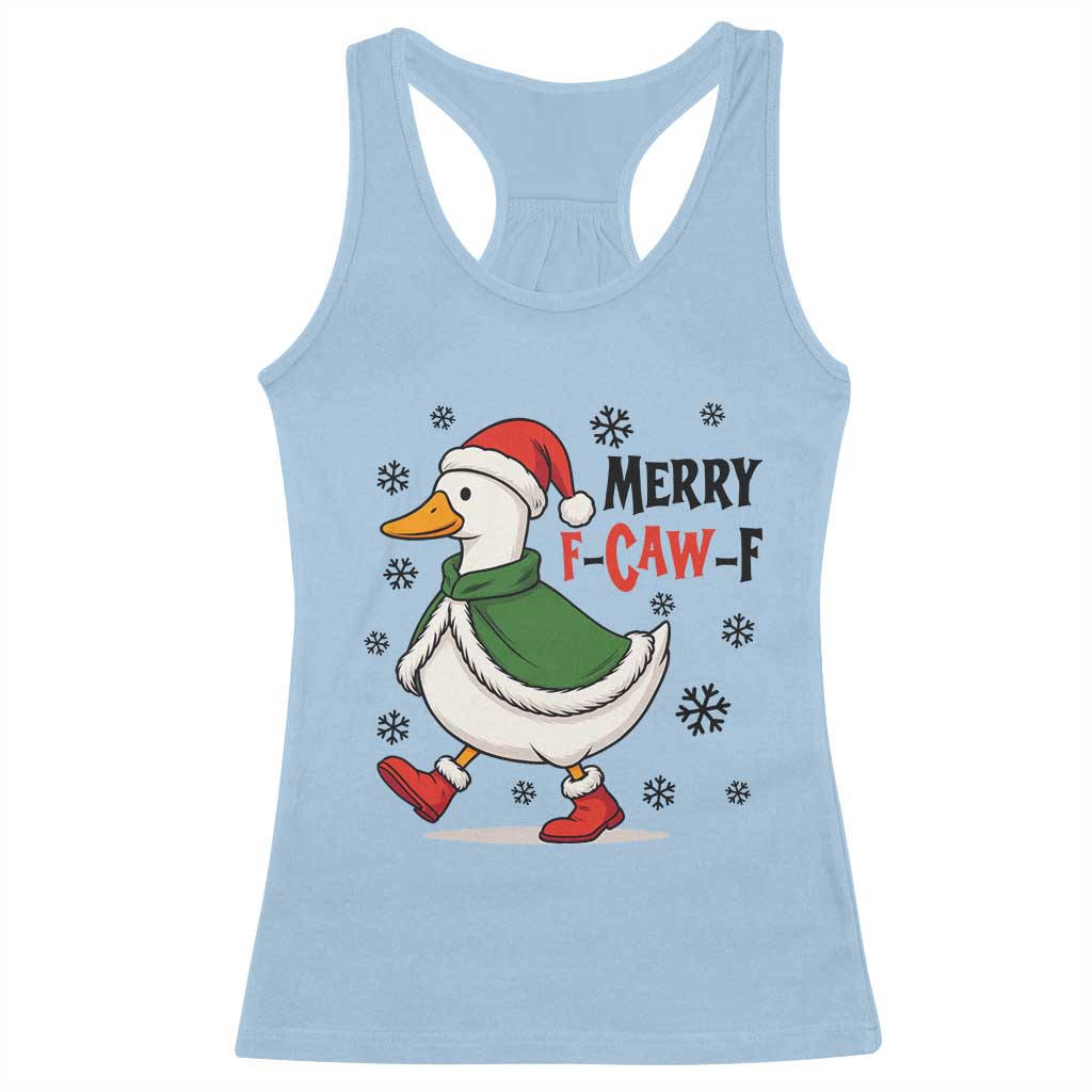 Merry F Caw F Duck Lover Racerback Tank Top Funny Christmas Gift - Wonder Print Shop