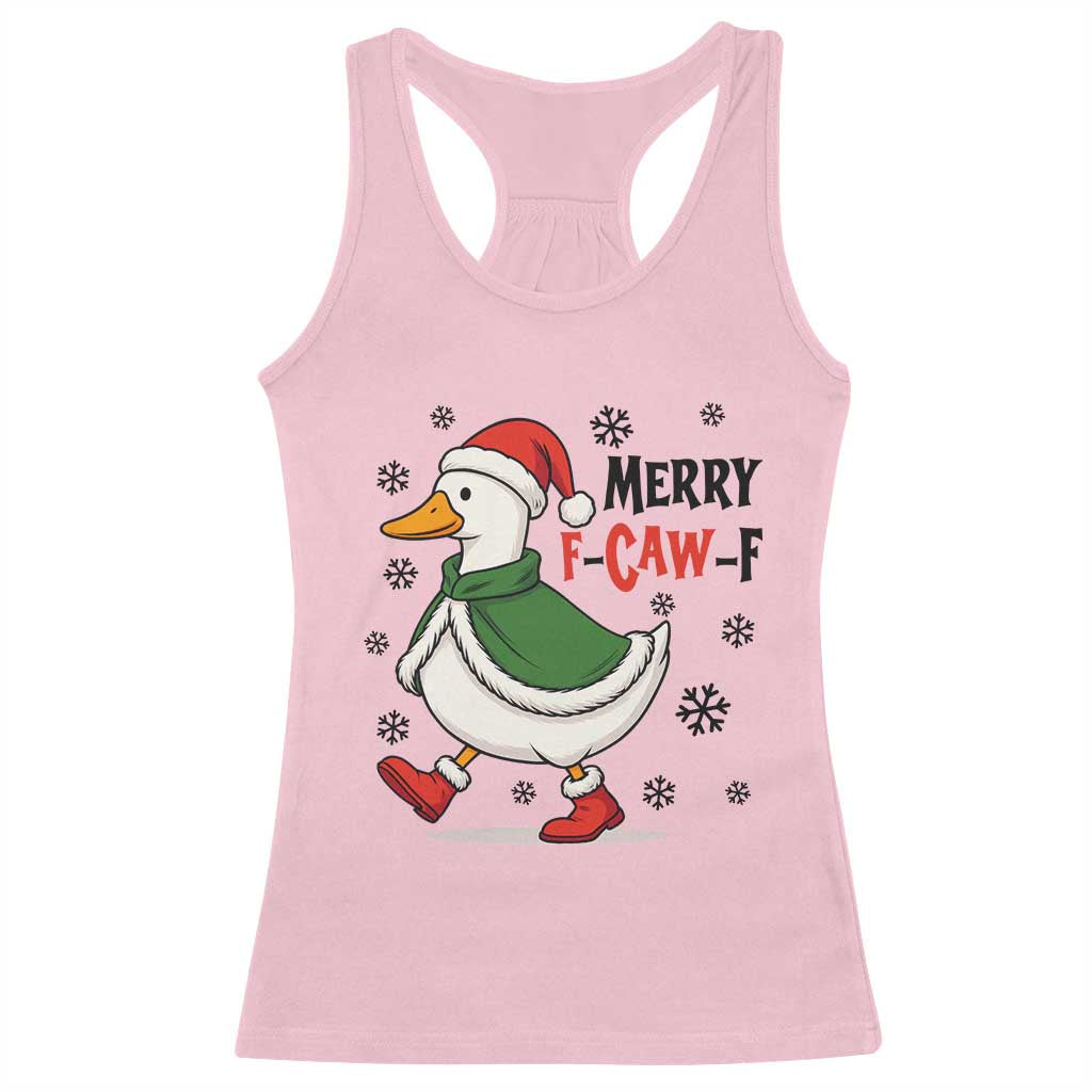 Merry F Caw F Duck Lover Racerback Tank Top Funny Christmas Gift - Wonder Print Shop
