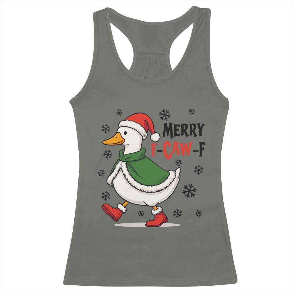 Merry F Caw F Duck Lover Racerback Tank Top Funny Christmas Gift - Wonder Print Shop