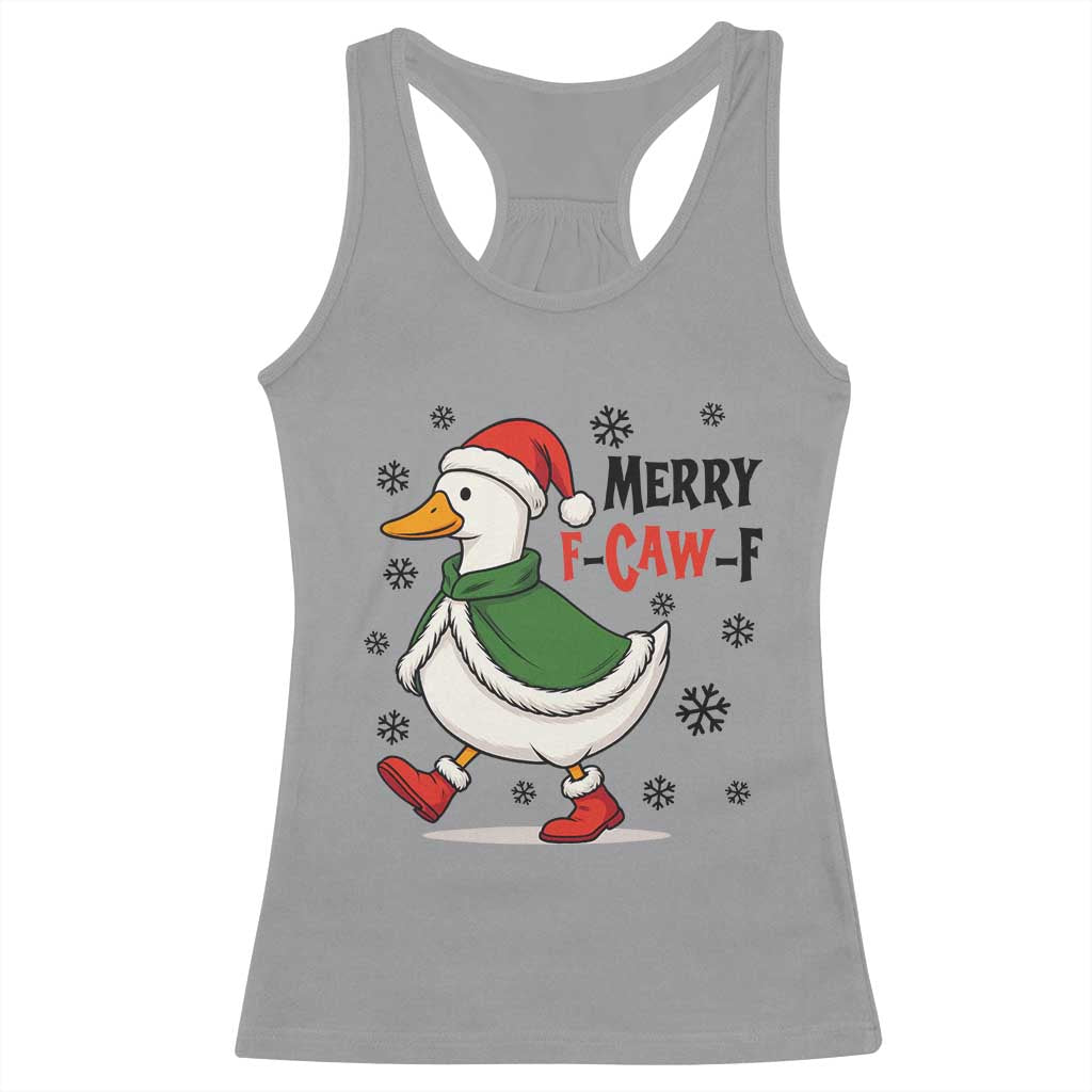 Merry F Caw F Duck Lover Racerback Tank Top Funny Christmas Gift - Wonder Print Shop