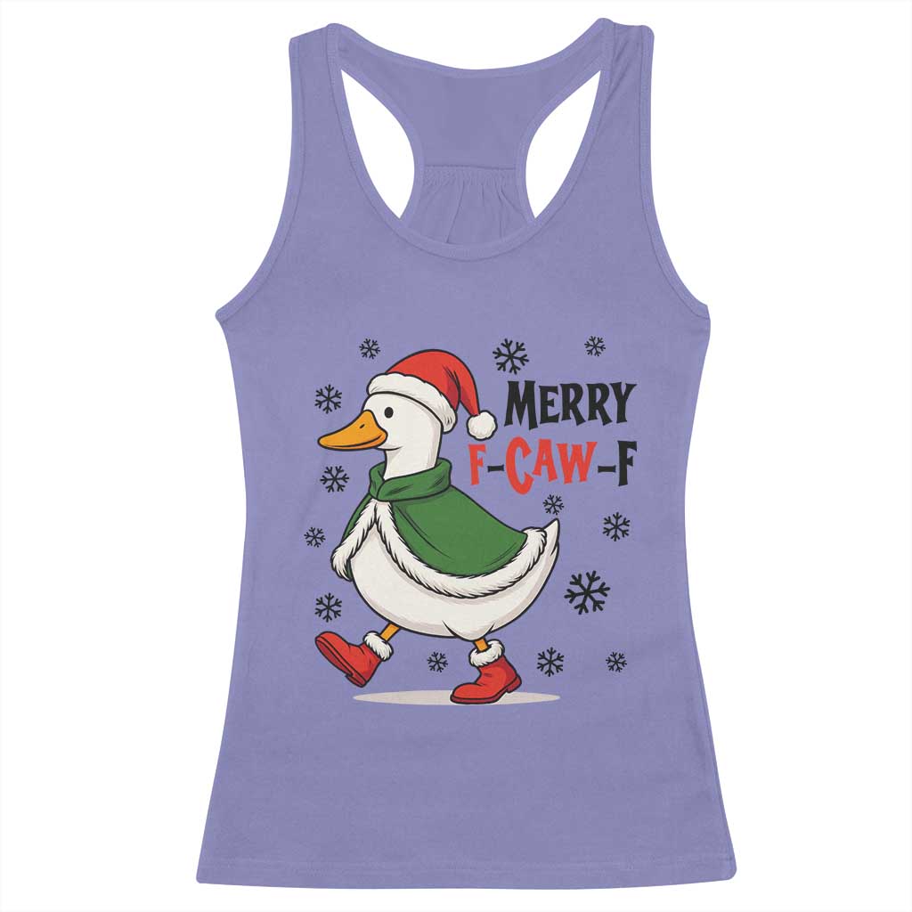Merry F Caw F Duck Lover Racerback Tank Top Funny Christmas Gift - Wonder Print Shop