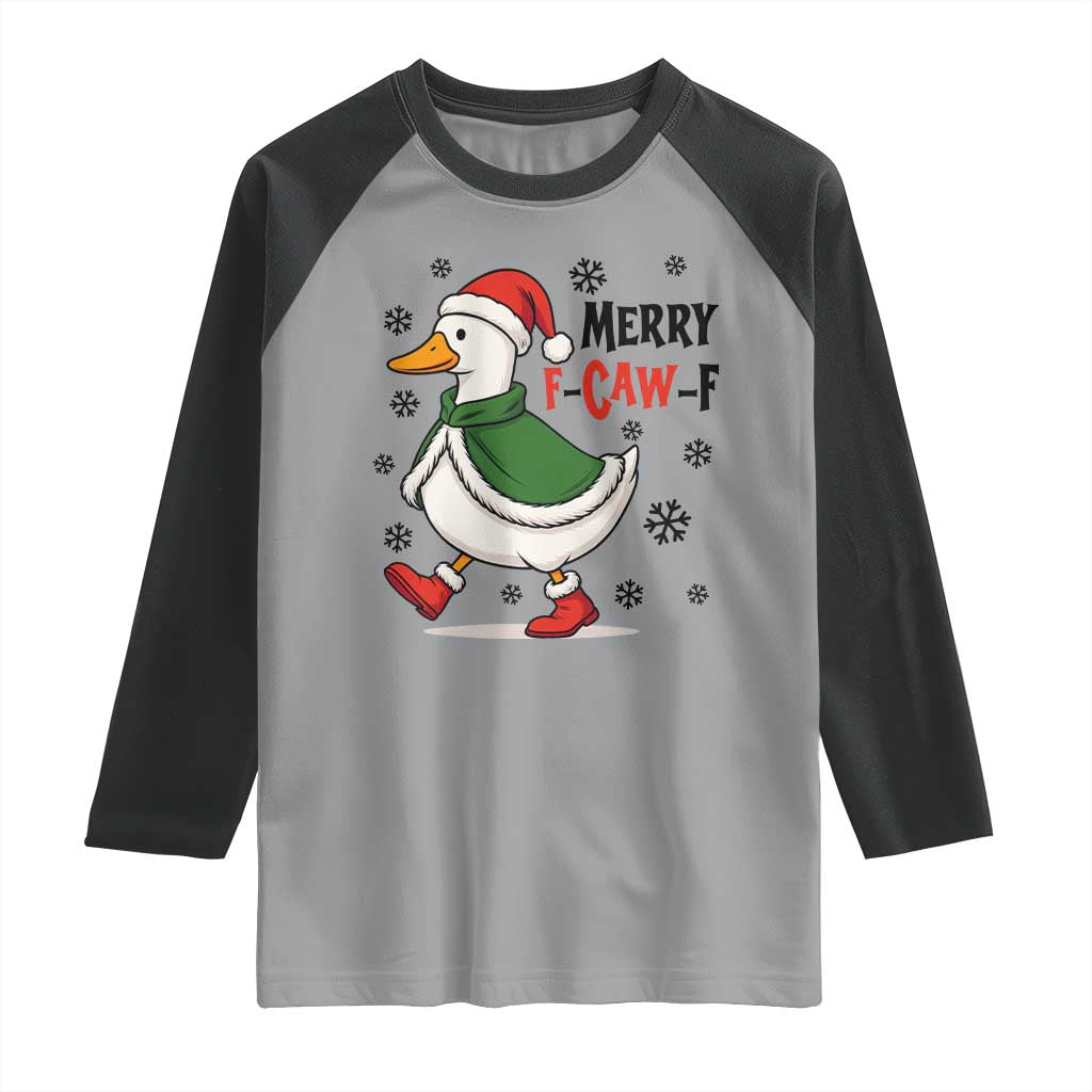 Merry F Caw F Duck Lover Raglan Shirt Funny Christmas Gift - Wonder Print Shop
