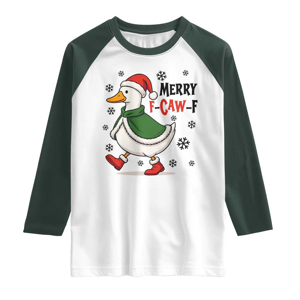 Merry F Caw F Duck Lover Raglan Shirt Funny Christmas Gift - Wonder Print Shop