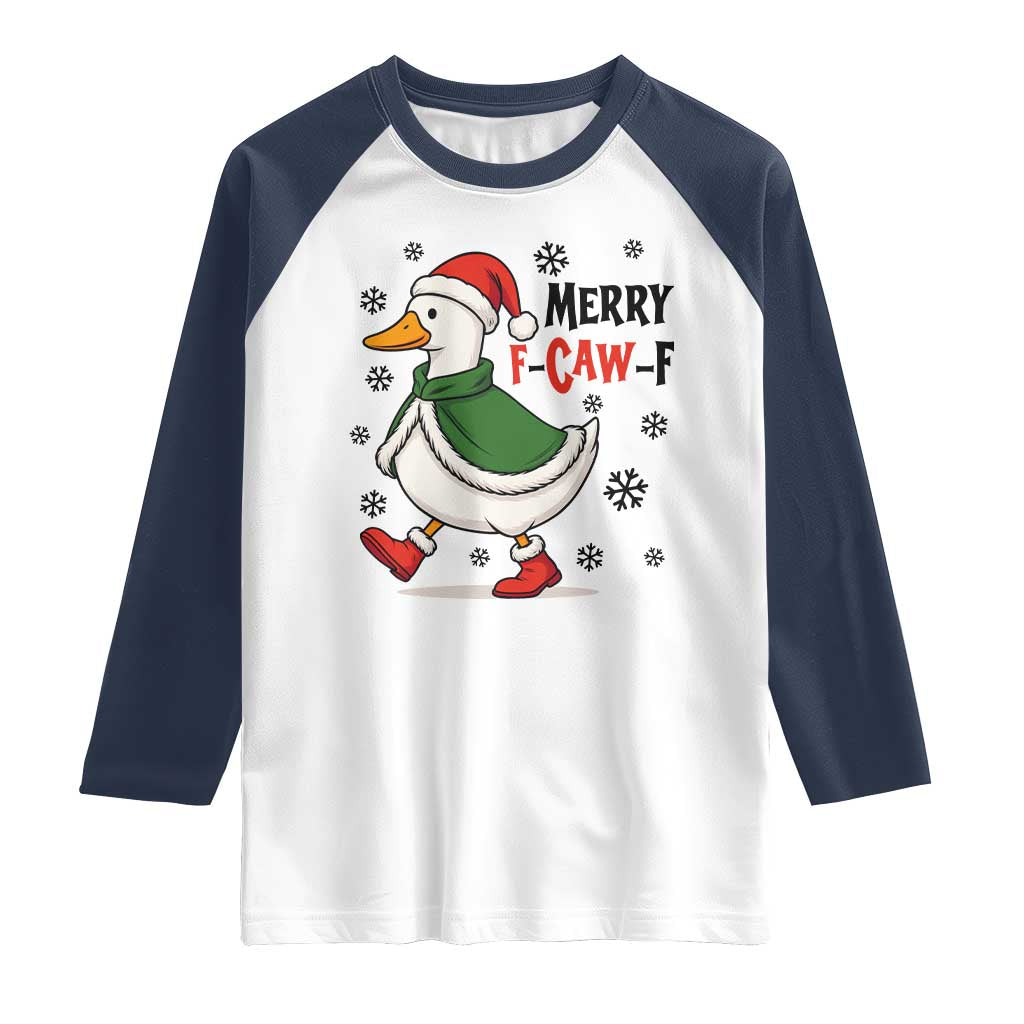 Merry F Caw F Duck Lover Raglan Shirt Funny Christmas Gift - Wonder Print Shop