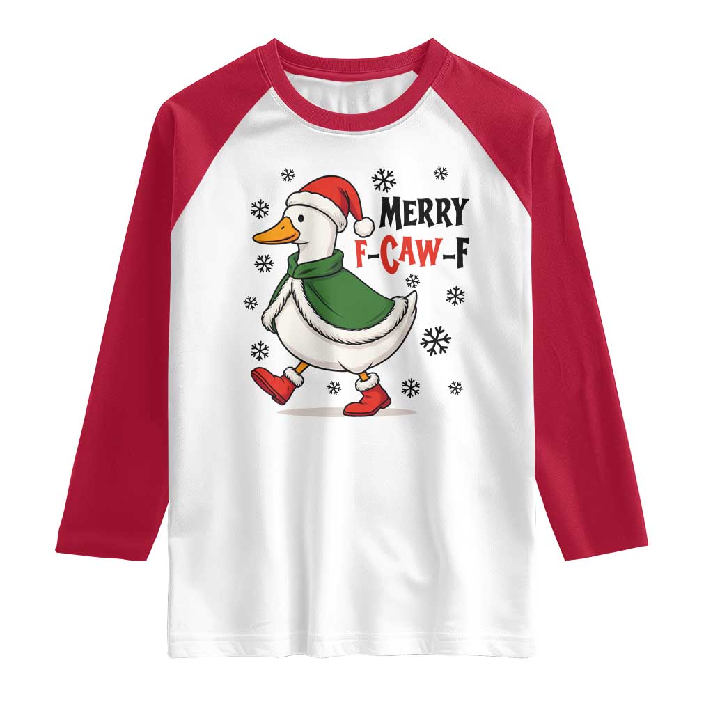 Merry F Caw F Duck Lover Raglan Shirt Funny Christmas Gift - Wonder Print Shop