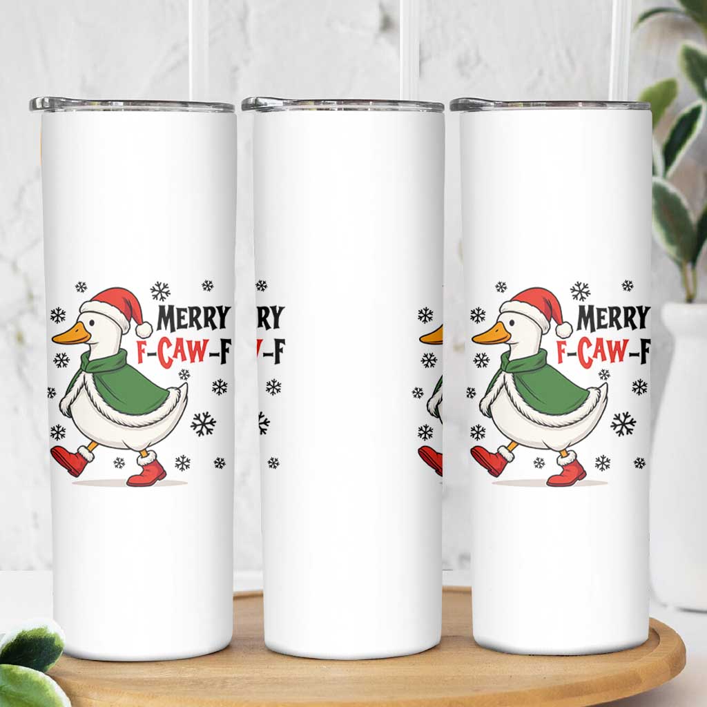 Merry F Caw F Duck Lover Skinny Tumbler Funny Christmas Gift - Wonder Print Shop