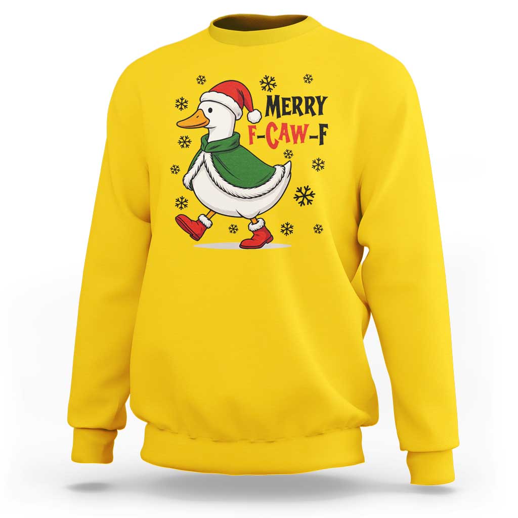 Merry F Caw F Duck Lover Sweatshirt Funny Christmas Gift - Wonder Print Shop